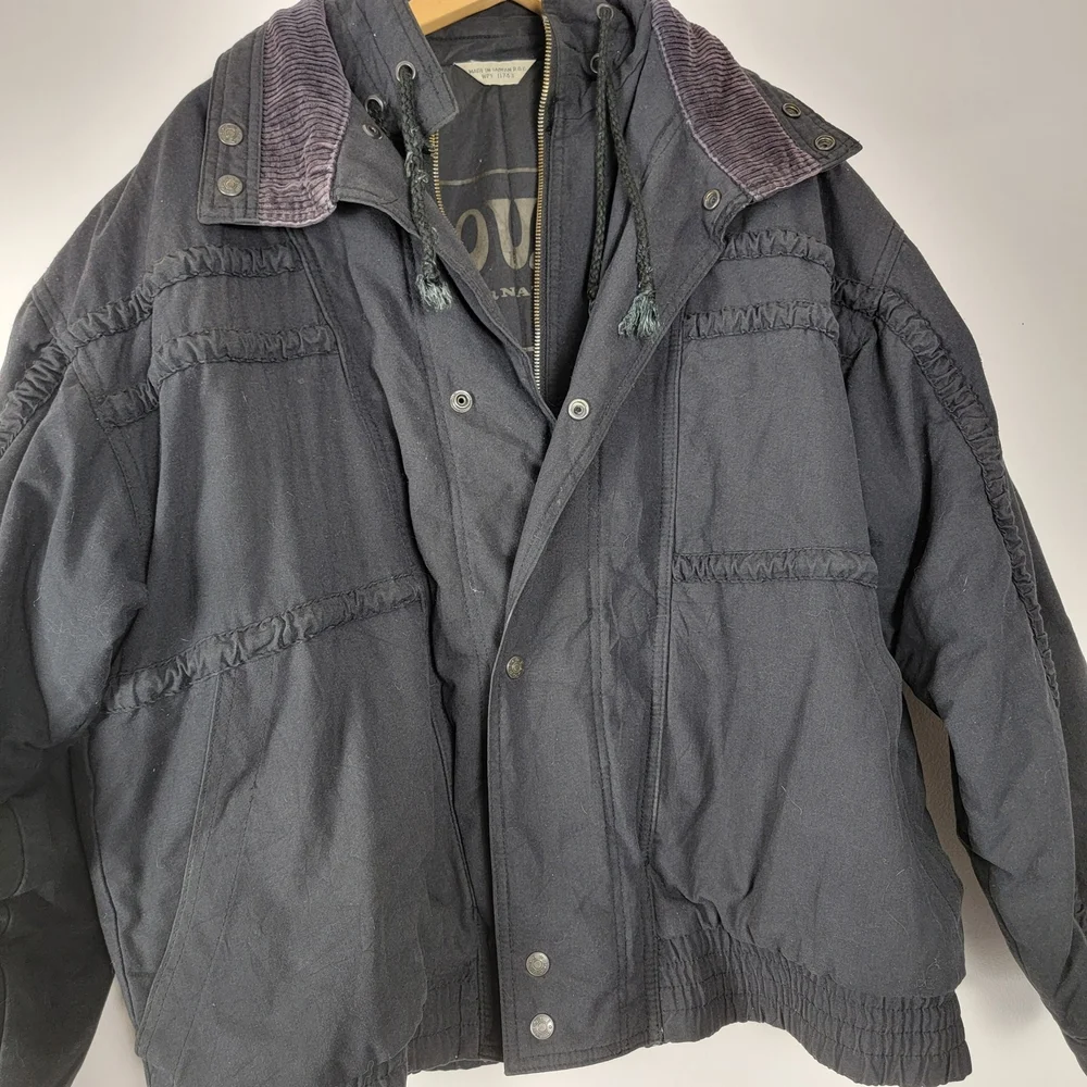 Vintage Oui Int’l Men’s Large Flight Jacket Cotton Bomber Black Jacket